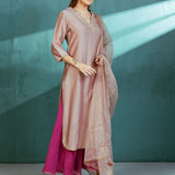 Rosy Chanderi Kurta Sharara Set