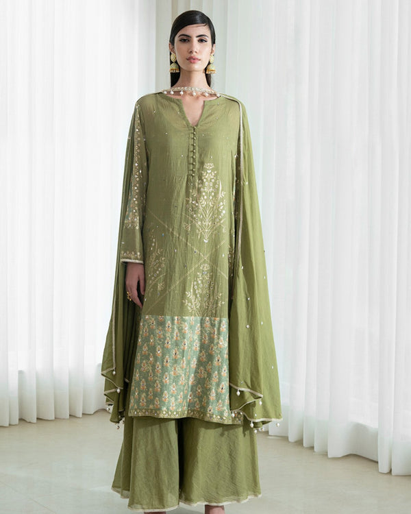 Kurta-sharara set with  foil dupatta