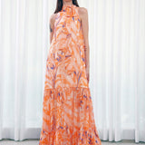 Willow Printed Tiered Tie Neck Dress