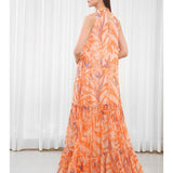 Willow Printed Tiered Tie Neck Dress