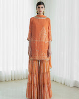 Kurta set with tiered sharara
