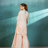 Salmon Organza Foil Printed Kurta Pallazo Set