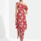 Ajisia Printed One Off Shoulder Dress