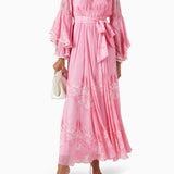 Belted Maxi Dress In Chiffon
