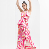 Pink Abstract Satin Bodycon Dress