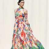 Skirts With Smocking On Its Waist Paired With A Halter Crop Top