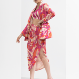 Fuchsia Abstract Printed Blazer Set