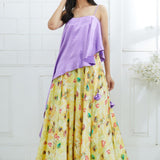 Lilac Asymmetric Printed Lehenga Set