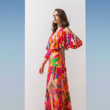 Multi Pink Butterfly Tiered Dress