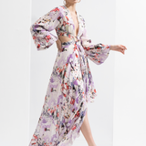 Purple Orchid Cutouts Chiffon Dress