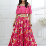 Off-shoulder Embroidered Lehenga Set