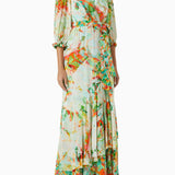 Printed One Shoulder Maxi Dress in Crepe
