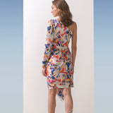 Satin Geometric One Shoulder Dress