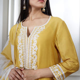 Yellow Dori Embroidered Kurta Set