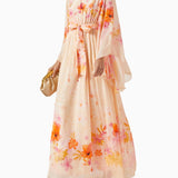 Drawstring Maxi Dress in Chiffon