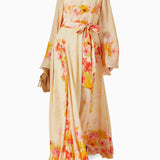 Floral Print Belted Maxi Dress