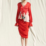Peplum Top With Drape Skirt