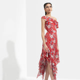 Ajisia Printed One Off Shoulder Dress