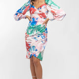 Satin Printed Draped Dress