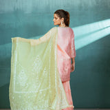 Peach Chanderi Kurta Sharara Set
