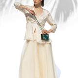 Ivory Tunic With Palazzo Pant Set