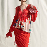 Peplum Top With Drape Skirt