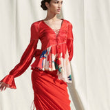 Peplum Top With Drape Skirt