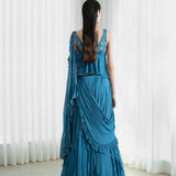 Drape Saree Set With Frill And Flares