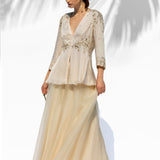 Ivory Tunic With Palazzo Pant Set