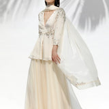 Ivory Tunic With Palazzo Pant Set