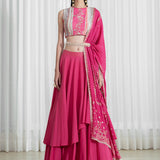 Double Layered Skirt With Blouse And Dupatta