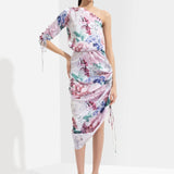 Iris Printed One Off Shoulder Short Dress