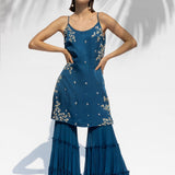 Saphire Blue Kurta Sharara Set