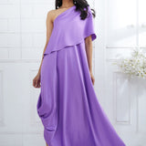 Lilac One Shoulder Cape Dress