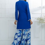 Royal Blue Kurta With Printed Sharara