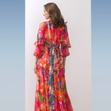 Multi Pink Butterfly Tiered Dress