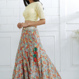 Pale Yellow Printed Lehenga Set