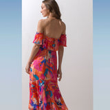 Chiffon Pink Multi Printed Asymmetric Dress