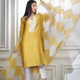 Yellow Dori Embroidered Kurta Set