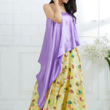 Lilac Asymmetric Printed Lehenga Set