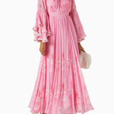 Belted Maxi Dress In Chiffon