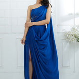 Blue Drape Embellished Gown