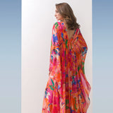 Chiffon Pink Printed Kaftan Dress