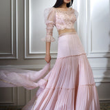 Soft Peach Dori Embroidered Lehenga Set