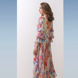 Chiffon Dress With Pleated Bottom