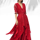 Ruby Red Tunic With Skirt Set