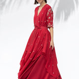 Ruby Red Tunic With Skirt Set