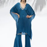 Sapphire Blue Kaftan Tunic With Garara Set