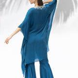 Sapphire Blue Kaftan Tunic With Garara Set