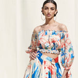 Drape Skirt With Off Shoulder Top